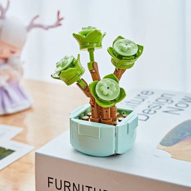 Конструктор 104B Цветы &quot;Суккуленты в горшке&quot; 16 шт в д/б