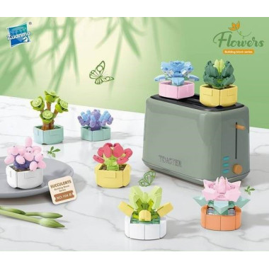 Конструктор 104B Цветы &quot;Суккуленты в горшке&quot; 16 шт в д/б