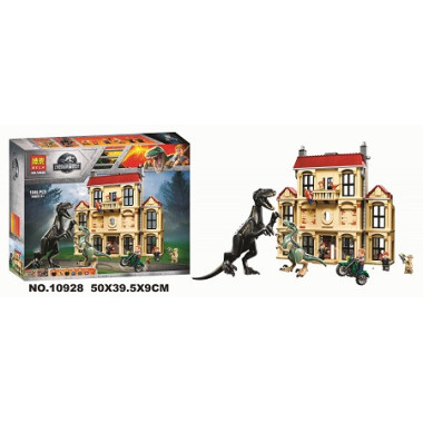 Конструктор BELA 10928 Dinosaur World &quot;Нападение Индораптора в поместье Локвуд&quot; 1046 дет. 50х40х9 см