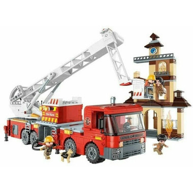 Конструктор Qman 12024 Пожарная машина с подъемной платформой 686 дет 52х34х7 см