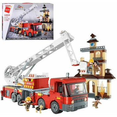 Конструктор Qman 12024 Пожарная машина с подъемной платформой 686 дет 52х34х7 см