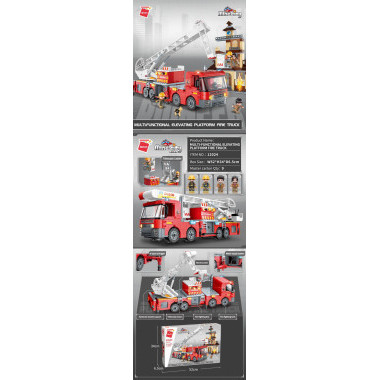 Конструктор Qman 12024 Пожарная машина с подъемной платформой 686 дет 52х34х7 см