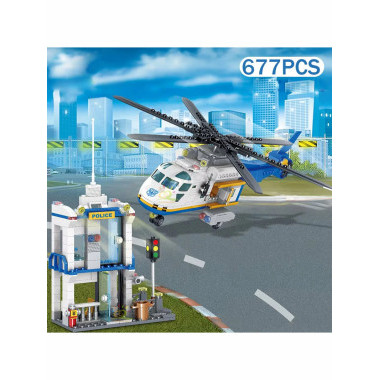 Конструктор Zhe Gao 912007 Сити &quot;Полицейский участок с вертолетом&quot; 59х35х6