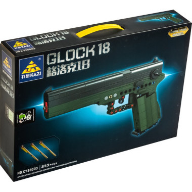 Конструктор Kazi 88003 Оружие Пистолет Glock 18 с пулями, 333 дет 42х30х7 см