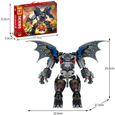 Конструктор Sembo 206037 "Темная Драконья Каменная броня" 657 дет 47.5x35.8x6.8 см