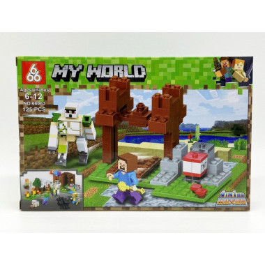 Конструктор 666 66063 Майнкрафт &quot;Защита деревни&quot; 8 шт в д/б 24х18х4 см