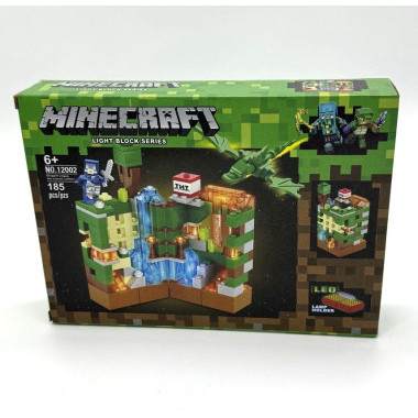 Конструктор 12002A Майнкрафт &quot;Лавовая пещера, Лесная пещера, Каменная пещера, Эндермир&quot; светящийся 174-185 дет. 4 шт в д/б