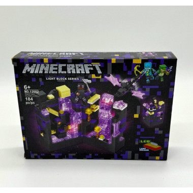 Конструктор 12002A Майнкрафт &quot;Лавовая пещера, Лесная пещера, Каменная пещера, Эндермир&quot; светящийся 174-185 дет. 4 шт в д/б