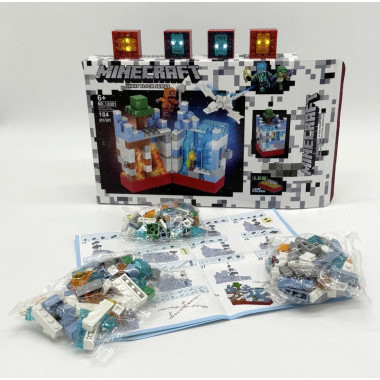 Конструктор 12001A Майнкрафт &quot;Пещеры в 4 биомах&quot; светящийся 184-187 дет 4 шт в д/б