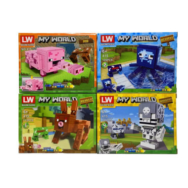 Конструктор 415 LW Майнкрафт &quot;Фигурки животных&quot; 4 вида 8 шт. в упаковке 19х4.2х14.5 см