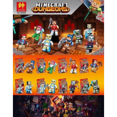 Конструктор SHUAI SH026 Майнкрафт Dungeons Герои, 8 видов