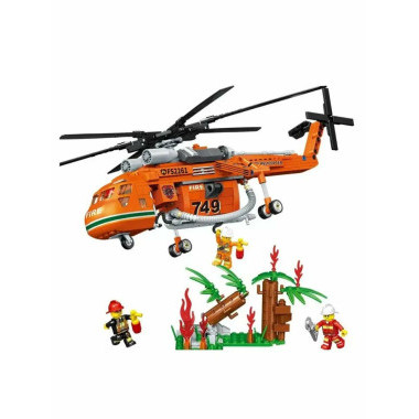 Конструктор Zhe Gao QL2261 Сити &quot;Пожарный вертолет&quot; 596 дет. 59х35х6