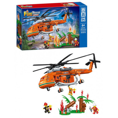 Конструктор Zhe Gao QL2261 Сити &quot;Пожарный вертолет&quot; 596 дет. 59х35х6