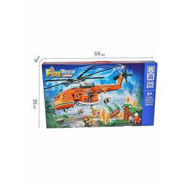 Конструктор Zhe Gao QL2261 Сити &quot;Пожарный вертолет&quot; 596 дет. 59х35х6