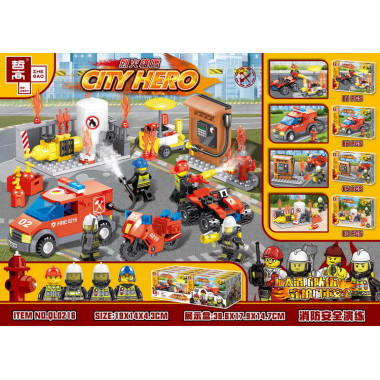 Конструктор QL0216 Сити &quot;Борьба с огнем&quot; 8шт в упаковке 19х14х4.3см