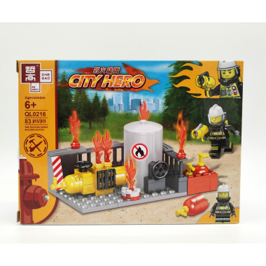 Конструктор QL0216 Сити &quot;Борьба с огнем&quot; 8шт в упаковке 19х14х4.3см
