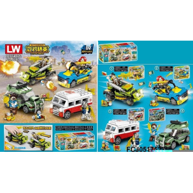 Конструктор LW 0090 &quot;Герои на машинах&quot; 4 вида 8 шт. в упаковке 19х4.2х14.5см