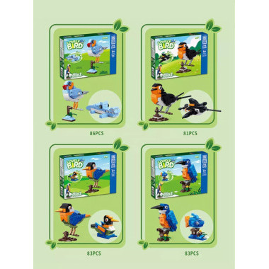 Конструктор ZHE GAO 991003 &quot;Птицы&quot; в дисплеи 8 видов