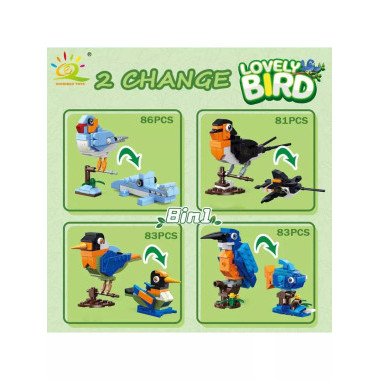Конструктор ZHE GAO 991003 &quot;Птицы&quot; в дисплеи 8 видов