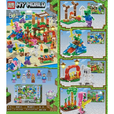 Конструктор PRCK 63078 Майнкрафт &quot;Герои у реки&quot; 16шт. в упаковке 14.5х9.5х4см