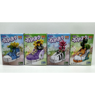 Конструктор д/б 88042 &quot;Цветы в кроссовках&quot; 4 вида 8 шт. в упаковке 23х26х16