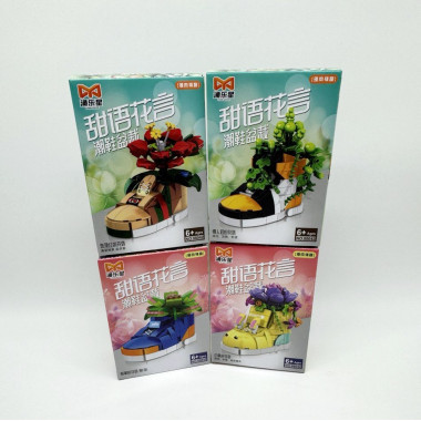 Конструктор д/б 88042 &quot;Цветы в кроссовках&quot; 4 вида 8 шт. в упаковке 23х26х16