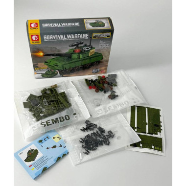 Конструктор д/б Sembo 2916-2919 Техника &quot;Танки&quot; 4 вида 8 шт. в упаковке 18х14х5