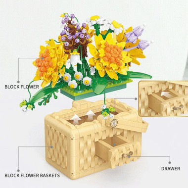 Конструктор Balody 21072 Шкатулка с подсветкой и ароматизатором &quot;Подсолнухи в корзине&quot; 1295 дет.