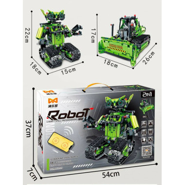 Конструктор Yonglexing 11035 Робот 2в1 &quot;Зеленый трансформер&quot; на радиоуправлении 763 дет. 37х7х54