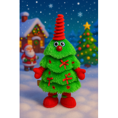 Елка музыкальная на батарейках, поет 8 детских песен на русском языке про Новый год, повторюшка 35X13X15 Елка музыкальная на батарейках, поет 8 детских песен на русском языке про Новый год, повторюшка 35X13X15