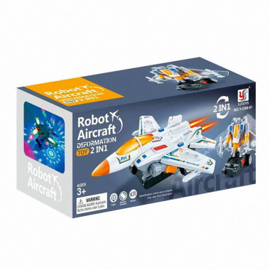 Музыкальный светящийся самолет трансформер 2в1 19х14х15 см