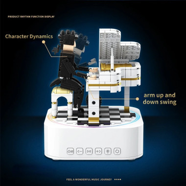 Конструктор QuanGuan 100217 Музыкальная колонка Bluetooth &quot;Пианист&quot; 485 дет. 16.8x22x13.7 см (подсветка+движение)