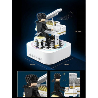 Конструктор QuanGuan 100217 Музыкальная колонка Bluetooth &quot;Пианист&quot; 485 дет. 16.8x22x13.7 см (подсветка+движение)