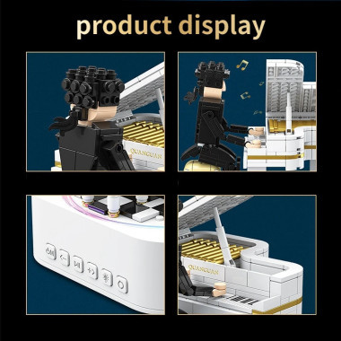 Конструктор QuanGuan 100217 Музыкальная колонка Bluetooth &quot;Пианист&quot; 485 дет. 16.8x22x13.7 см (подсветка+движение)