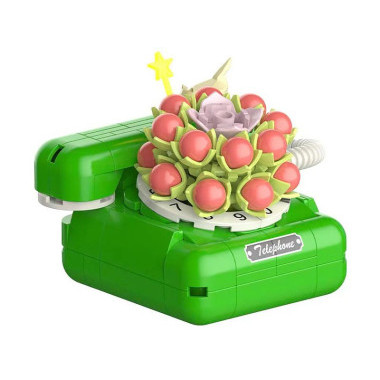 Конструктор Jaki Plante JK2718 Телефон винтажный с суккулентами 19x6x16 см