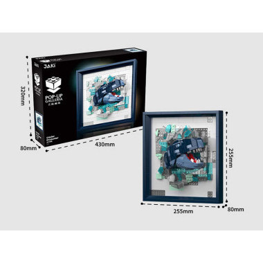 Конструктор Jaki JK5302 3D-Картина Динозавр, 573 дет., (пасть двигается) 43x8x32 см