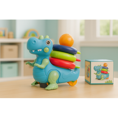 Милый, забавный динозаврик на батарейках. Звук, свет