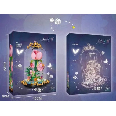 Конструктор JJ9084 Jie Star &quot;Роза в колбе&quot; с подсветкой, 257 дет.