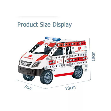 Конструктор металлический 8801 Машина Скорая помощь 314 дет. 35х27х6.5