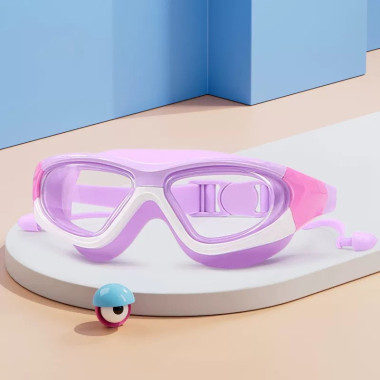 Очки для плавания с чехлом в комплекте (Розово-фиолетовый)