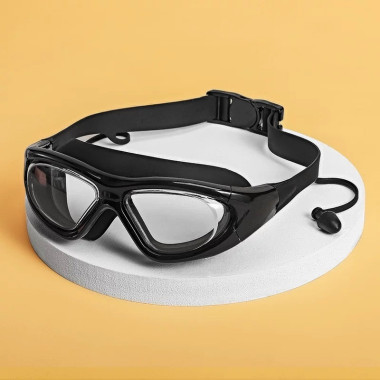 Очки для плавания с чехлом в комплекте (Черный)