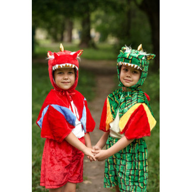 Детский карнавальный костюм дракона (зеленый) на 3-6 лет