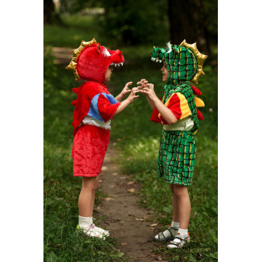 Детский карнавальный костюм дракона (зеленый) на 3-6 лет