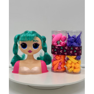 Кукла манекен для причесок + украшения 8 предметов в коробке 31х9х13см