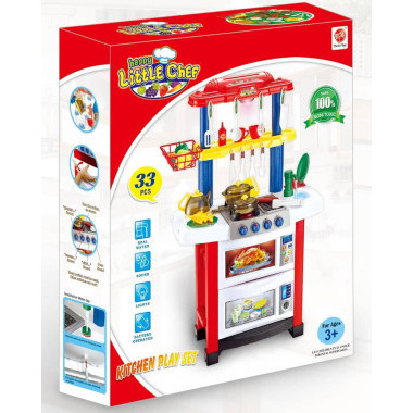 Набор Кухня с плитой 33 предмета вода+свет+звук на батарейках в кор. 60х48х15 см