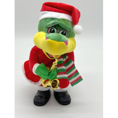 Динозаврик музыкальный на батарейках, новогодний 37*15CM