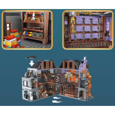 Конструктор Mould King 16041 Гарри Поттер Магазин близнецов Уизли &quot;Всевозможные волшебные вредилки&quot; со световыми эффектами  3363 дет.