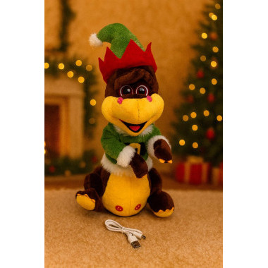 Динозаврик музыкальный на батарейках  поет 10 песен не детские ,Повторюшка,Зарядка через USB 30*12*10