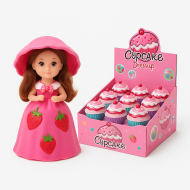 Кукла пирожное Капкейк фрукты 13 см 12 шт в упаковке (6 видов)