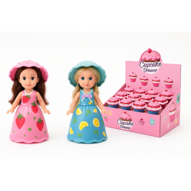 Кукла пирожное Капкейк фрукты 13 см 12 шт в упаковке (6 видов)